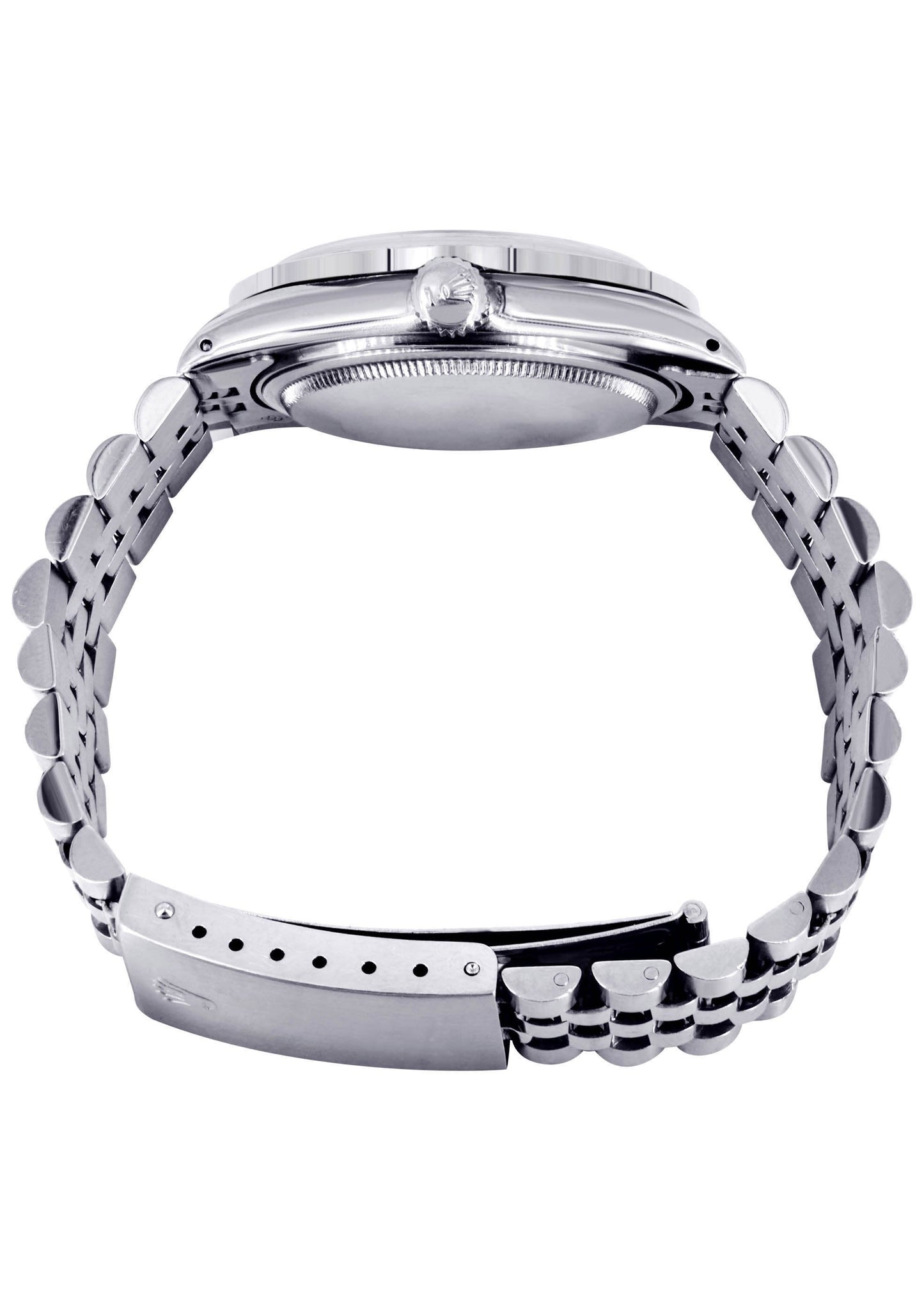 Diamond Gold Rolex Watch For Men 16200 | 36Mm | Rainbow Sapphire Bezel | Blue Arabic Numeral Dial | Jubilee Band