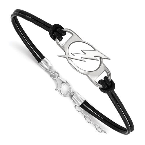 Leather Rope Sterling Silver Logo Bracelet