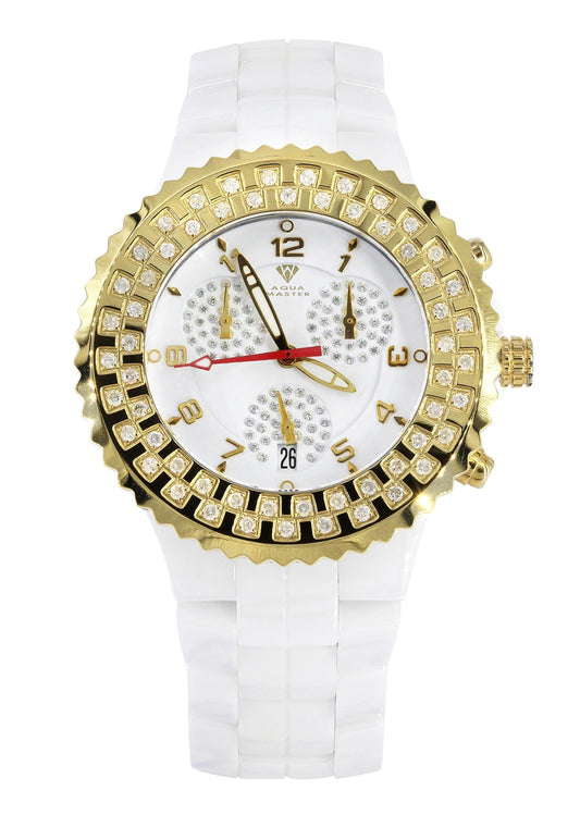 Mens Yellow Gold Tone Diamond Watch