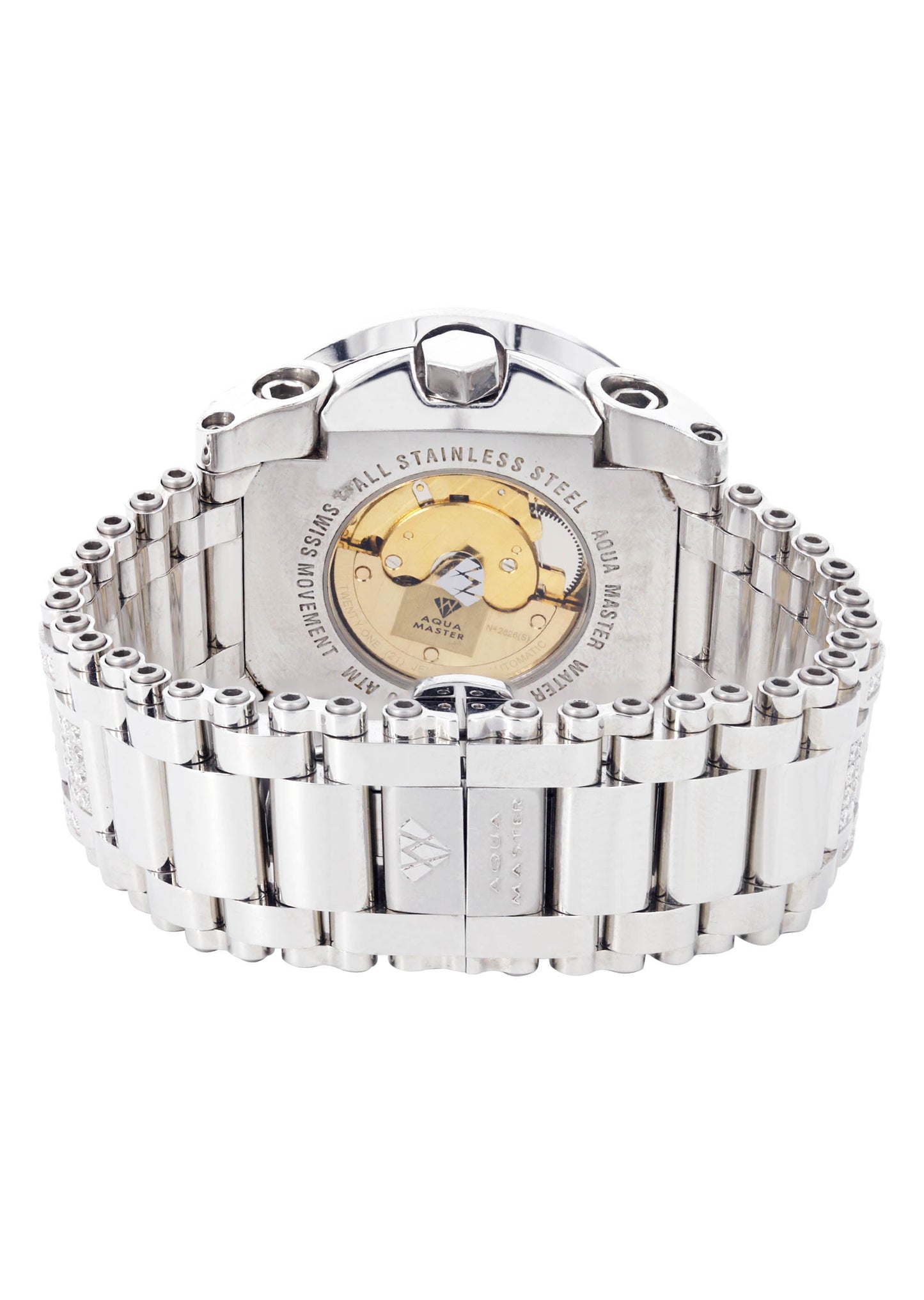 Mens White Gold Tone Diamond Watch | Appx. 17 Carats
