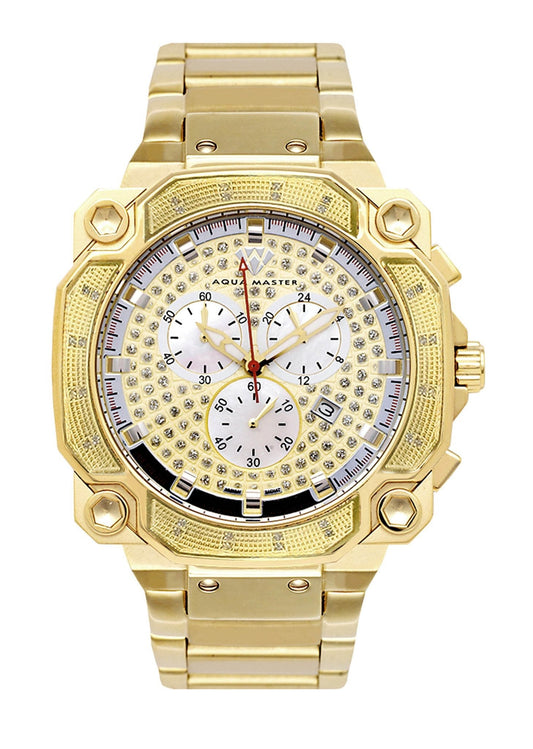 Mens Yellow Gold Tone Diamond Watch | Appx. 0.32 Carats