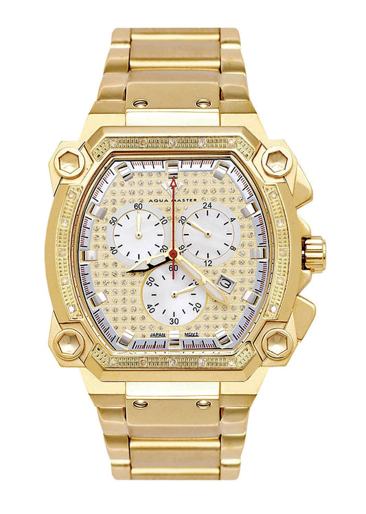 Mens Yellow Gold Tone Diamond Watch | Appx. 0.21 Carats