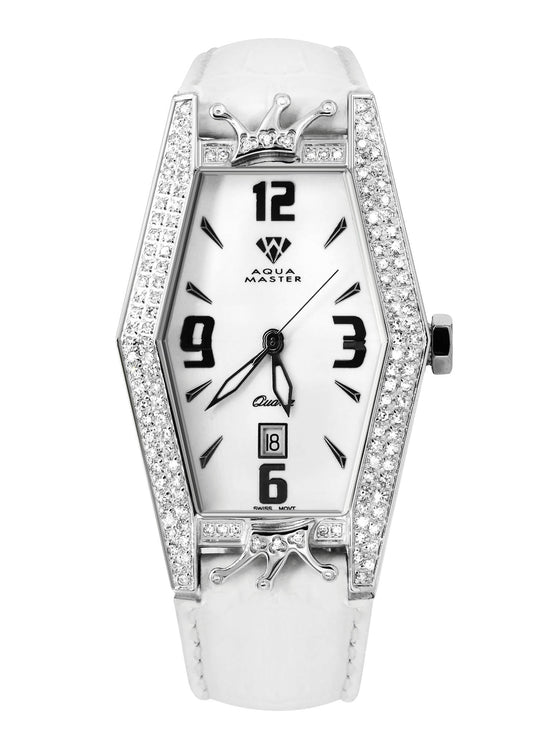 Mens White Gold Tone Diamond Watch | Appx. 1.5 Carats