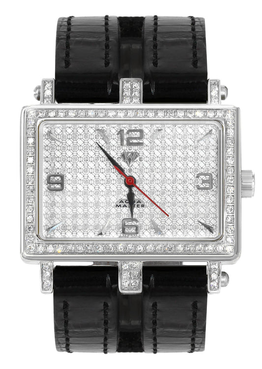 Mens White Gold Tone Diamond Watch | Appx. 1 Carats