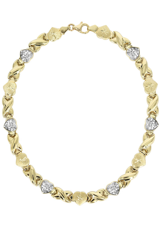 YELLOW GOLD "XO HEART" DIAMOND CUT NECKLACE FOR WOMEN | APPX 11.8 GRAMS