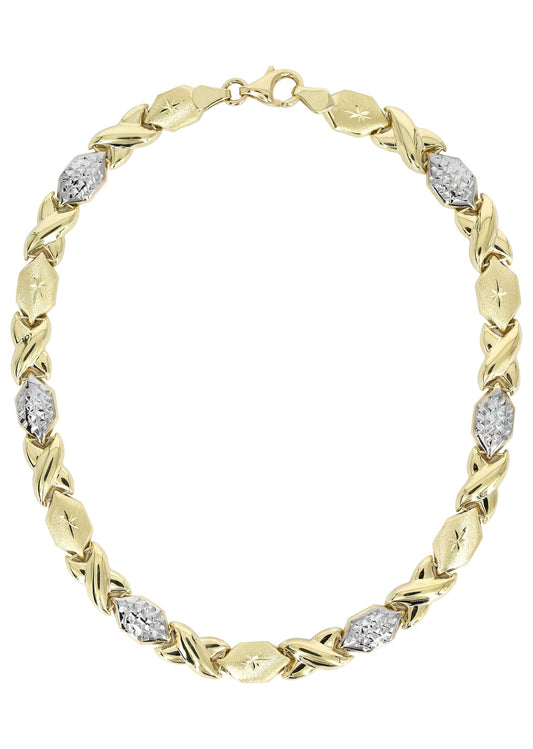 YELLOW GOLD "XO" DIAMOND CUT NECKLACE FOR WOMEN | APPX 11.9 GRAMS