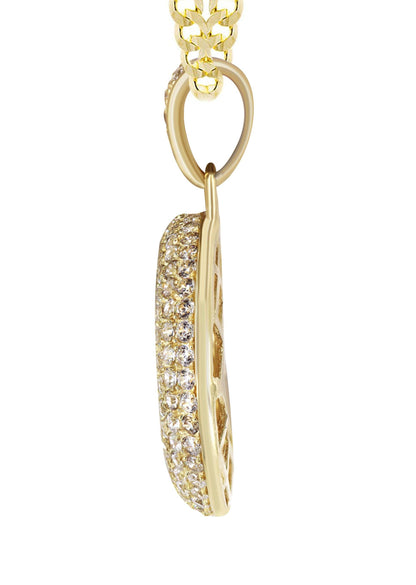 10K Yellow Gold Bubble Letter "C" CZ Pendant