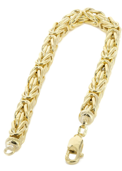 Italian Mens Semi Solid Byzantine Bracelet 10K  Yellow Gold - The Diamond Traphouse