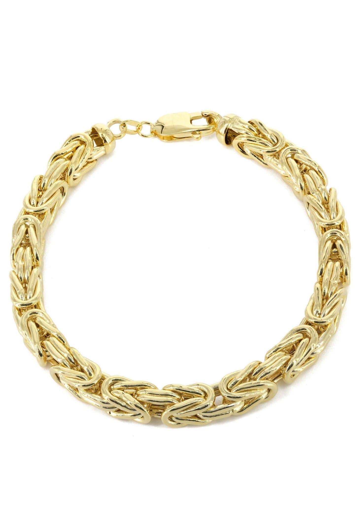 Italian Mens Semi Solid Byzantine Bracelet 10K  Yellow Gold - The Diamond Traphouse