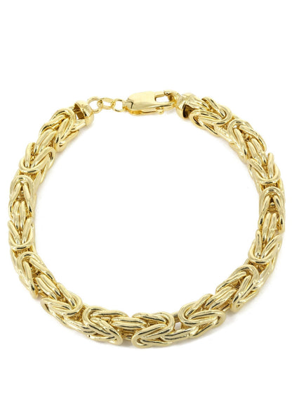Italian Mens Semi Solid Byzantine Bracelet 10K  Yellow Gold - The Diamond Traphouse
