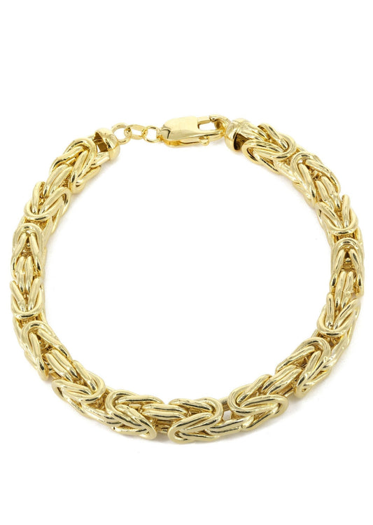 Italian Mens Semi Solid Byzantine Bracelet 10K  Yellow Gold - The Diamond Traphouse