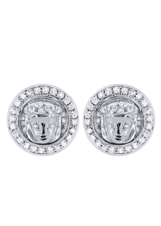 Diamond Earrings For Men |  14K White Gold  | 0.84 Carats