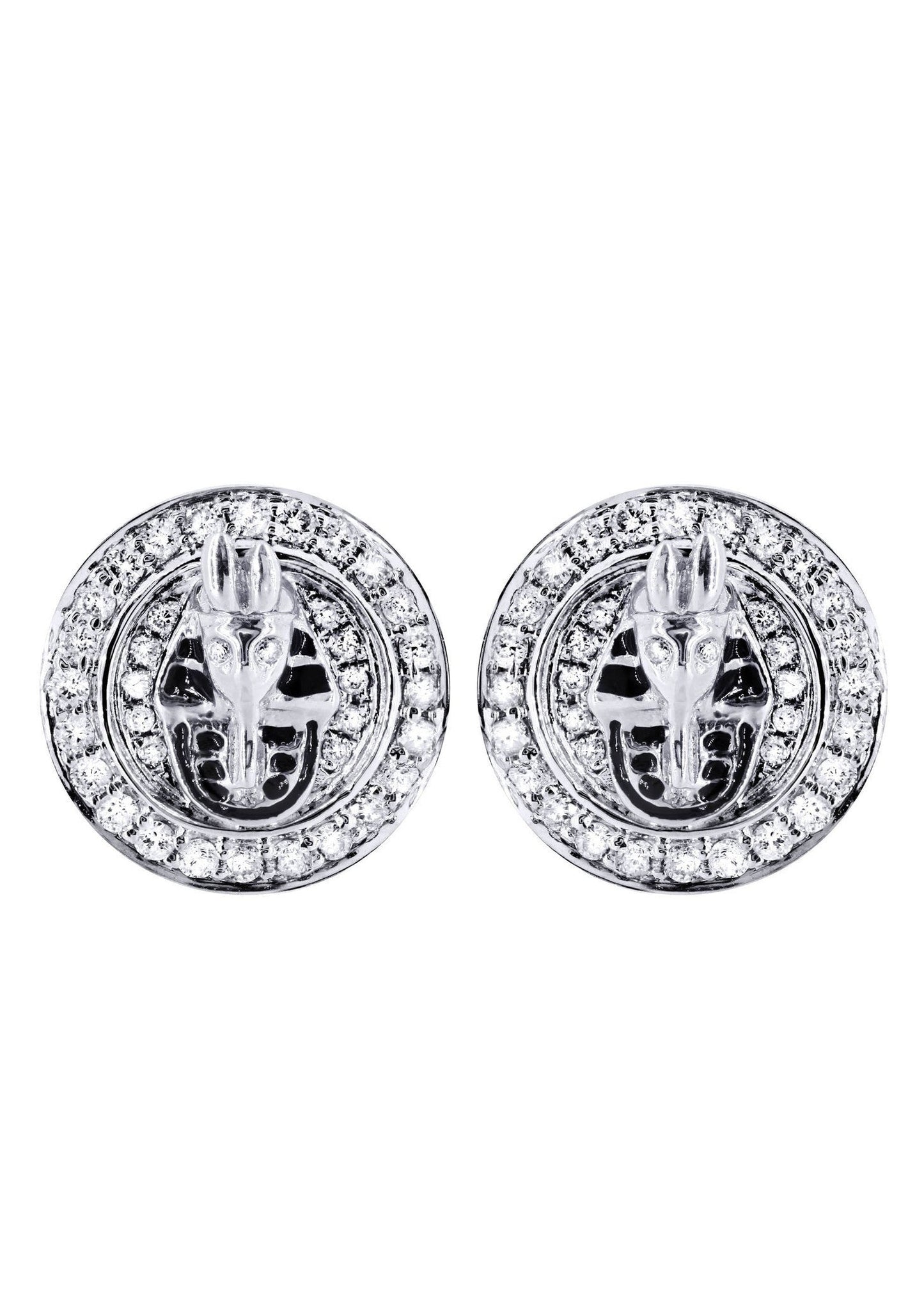 Diamond Earrings For Men |  14K White Gold  | 0.75 Carats
