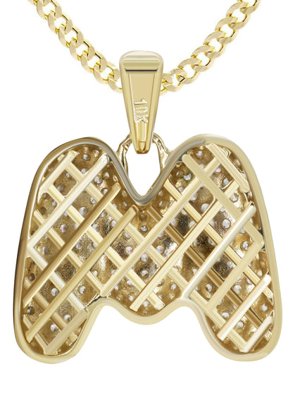 10K Yellow Gold Bubble Letter "M" CZ Pendant | Appx. 2.6 Grams