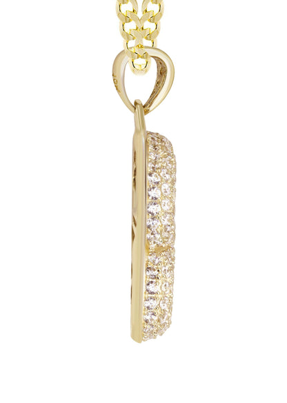 10K Yellow Gold Bubble Letter "S" CZ Pendant | Appx. 2.5 Grams