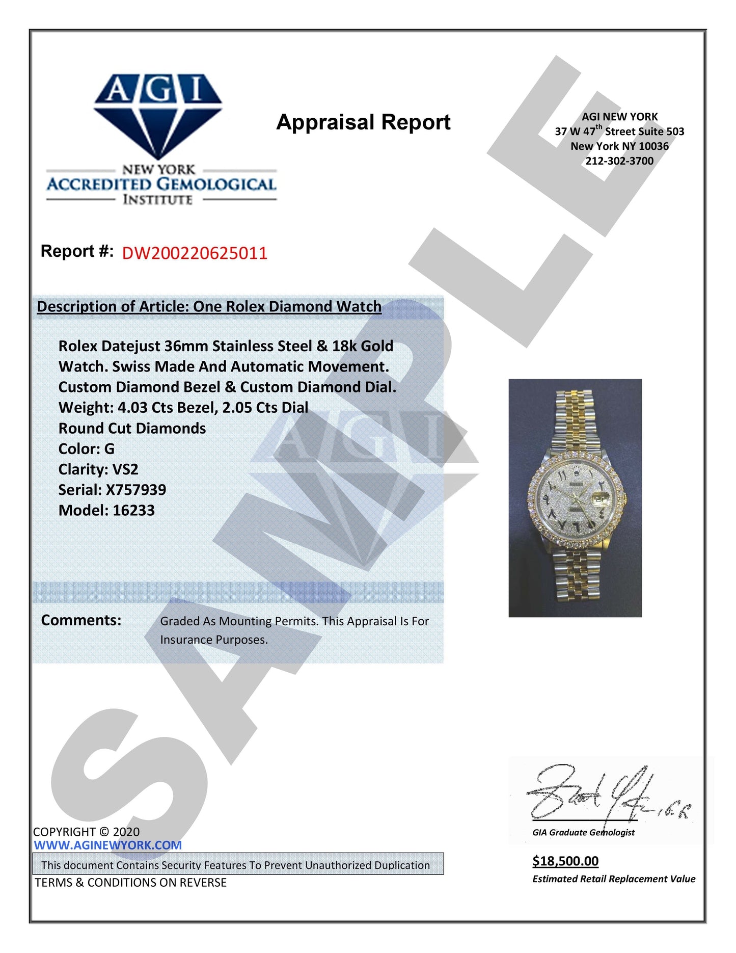 Diamond Gold Rolex Watch For Men 16200 | 36Mm | Rainbow Sapphire Bezel | Blue Black Arabic Numeral Dial | Jubilee Band