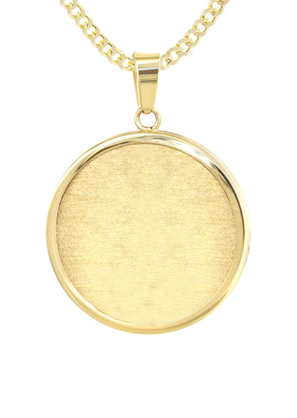 14K Yellow Gold Round Picture Pendant | Appx. 1 Inch