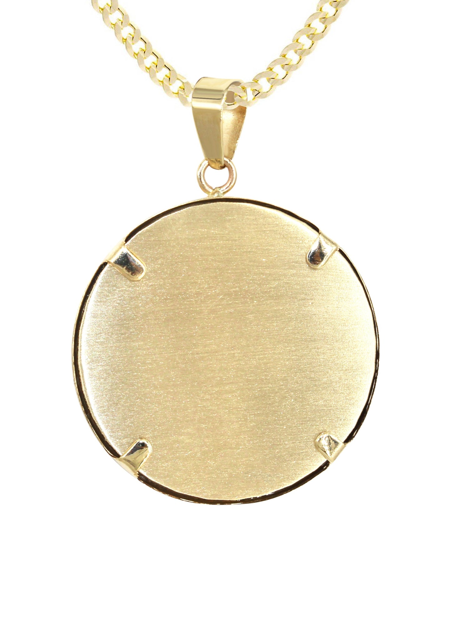 14K Yellow Gold Round Picture Pendant | Appx. 1 Inch