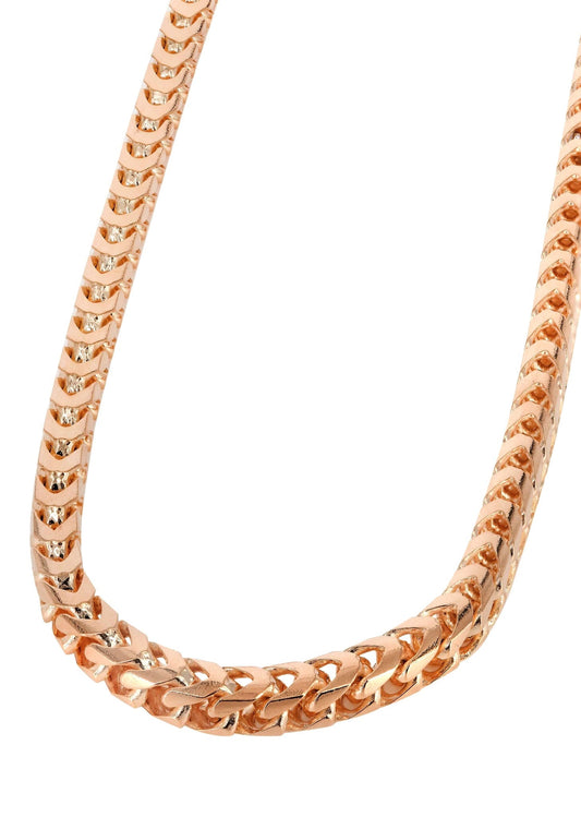 14K Rose Gold Chain - Mens Solid Franco Chain - The Diamond Traphouse