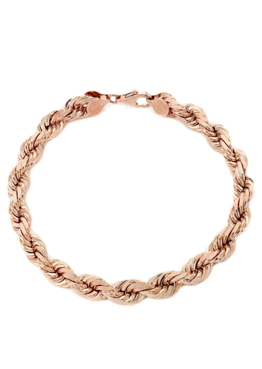 14K Rose Gold Bracelet Solid Rope - The Diamond Traphouse
