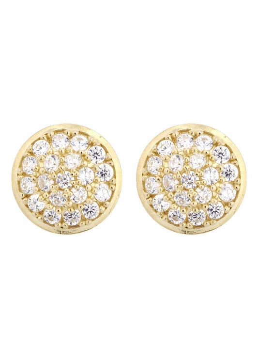 Circle Cz 10K Yellow Gold Earrings | Appx 1/2 Inches Wide
