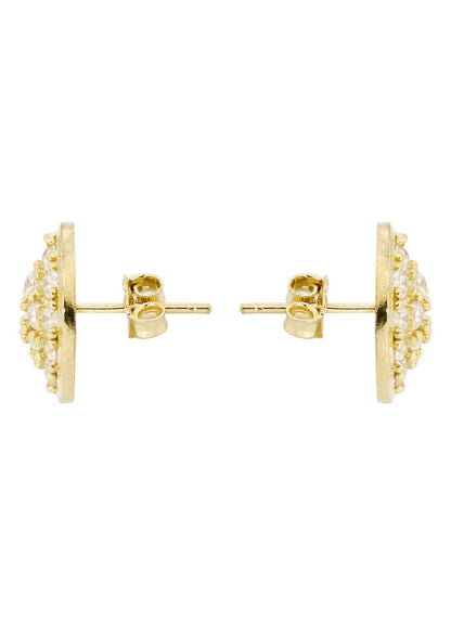 Circle Cz 10K Yellow Gold Earrings | Appx 1/2 Inches Wide
