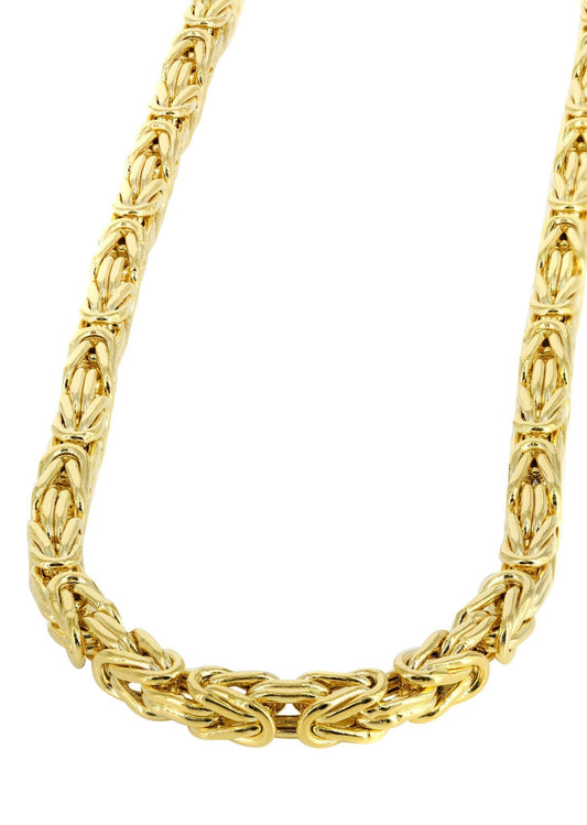 Gold Chain - Mens Semi Solid Italian Byzantine Chain - The Diamond Traphouse